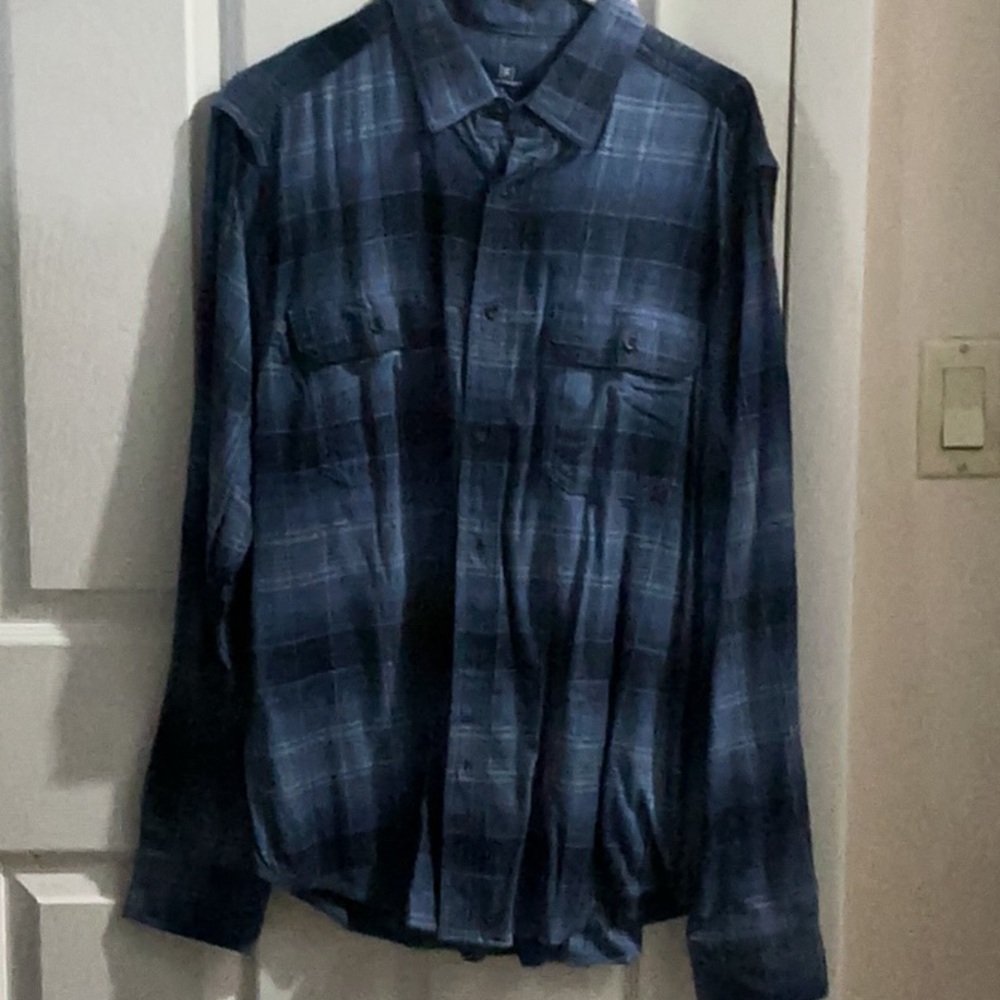 George Men's Navy Checkered Button Down Shirt